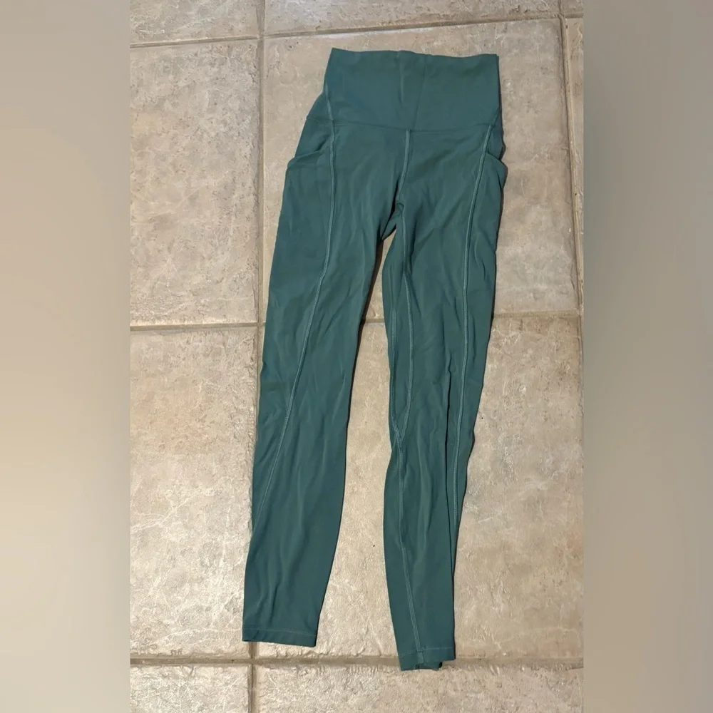 Lululemon Align High Rise Pant Pockets 25” Tidewater Teal Green Size 2  Leggings